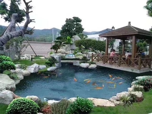 祁东庭院鱼池假山设计