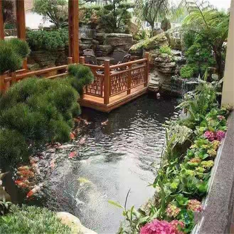 祁东庭院设计鱼池假山建造图